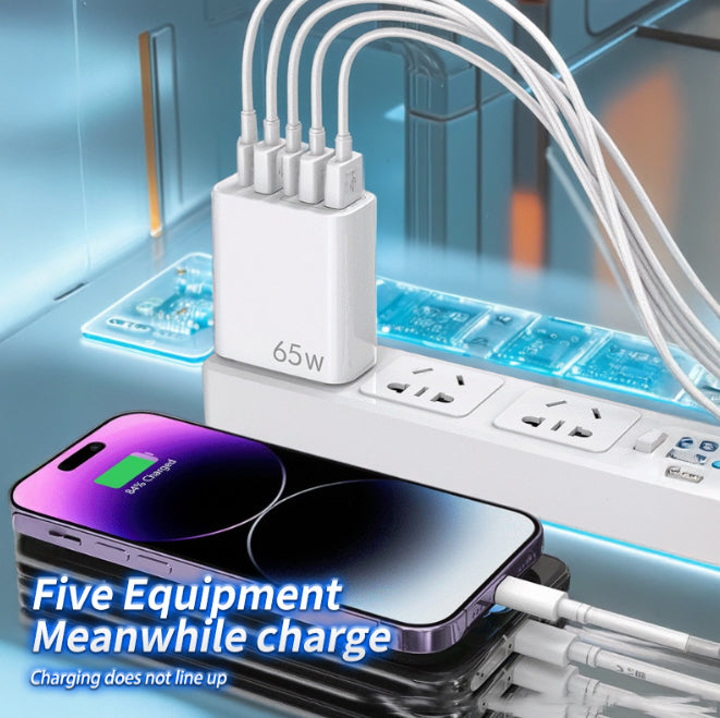 NOWORDUP® GaN 65W Intelligent Charger (3*USB-C +2*PD Type C)